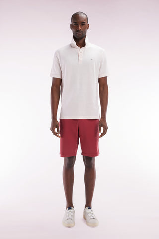 Red straight-cut stretch cotton chino Bermuda shorts