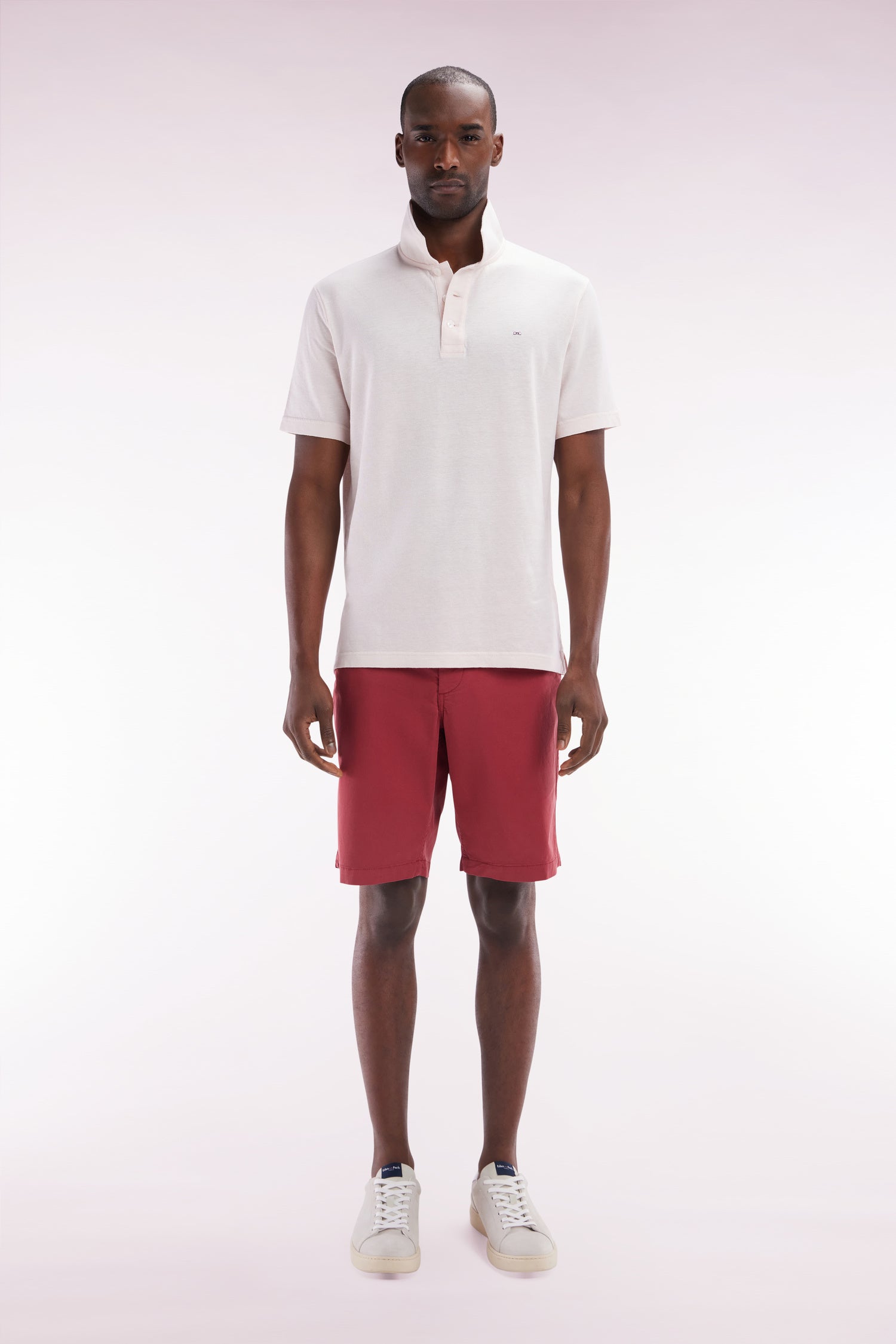 Bermuda chino en coton stretch rouge coupe droite