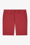 Red straight-cut stretch cotton chino Bermuda shorts