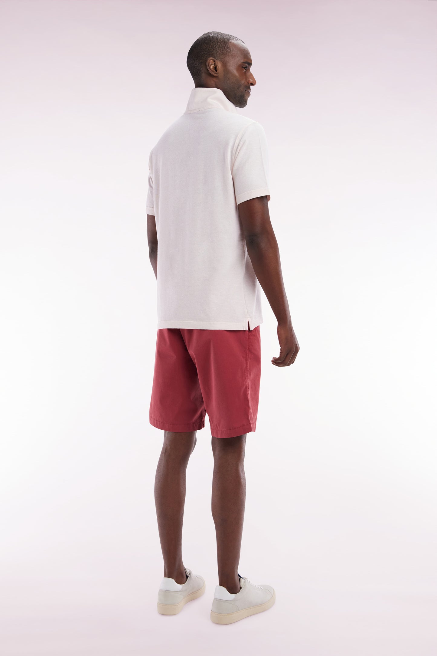 Red straight-cut stretch cotton chino Bermuda shorts