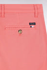 Salmon pink straight-cut stretch cotton chino Bermuda shorts