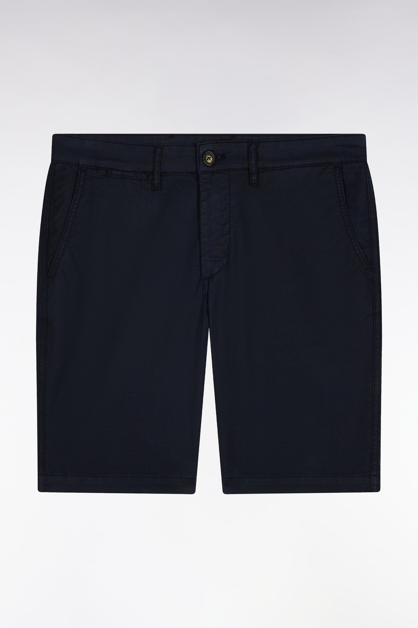 Bermuda en lyocell et coton stretch marine coupe droite