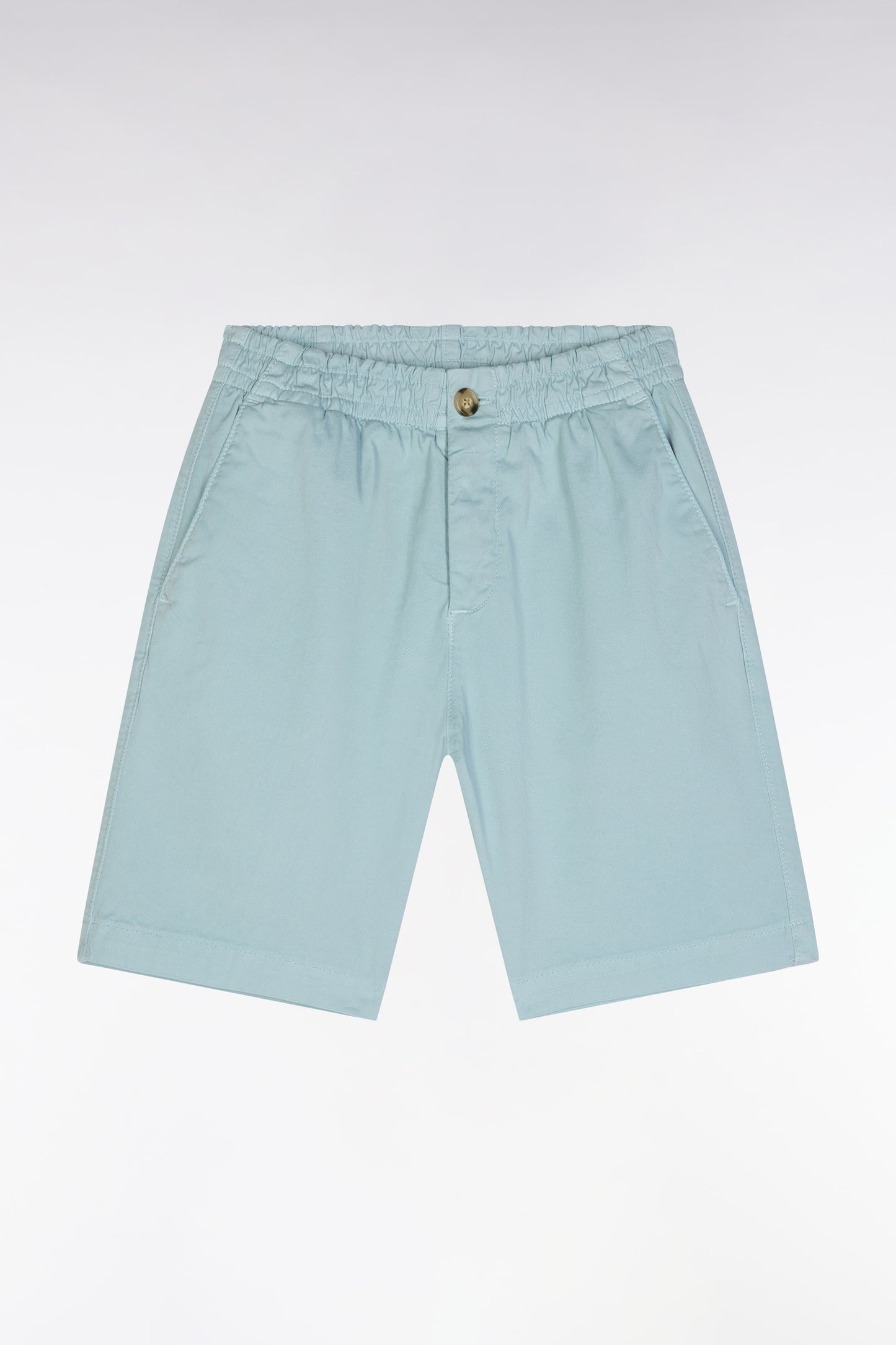 Sea green stretch cotton Bermuda shorts with an elasticated waistband