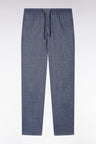 Indigo linen and stretch cotton elasticated pants