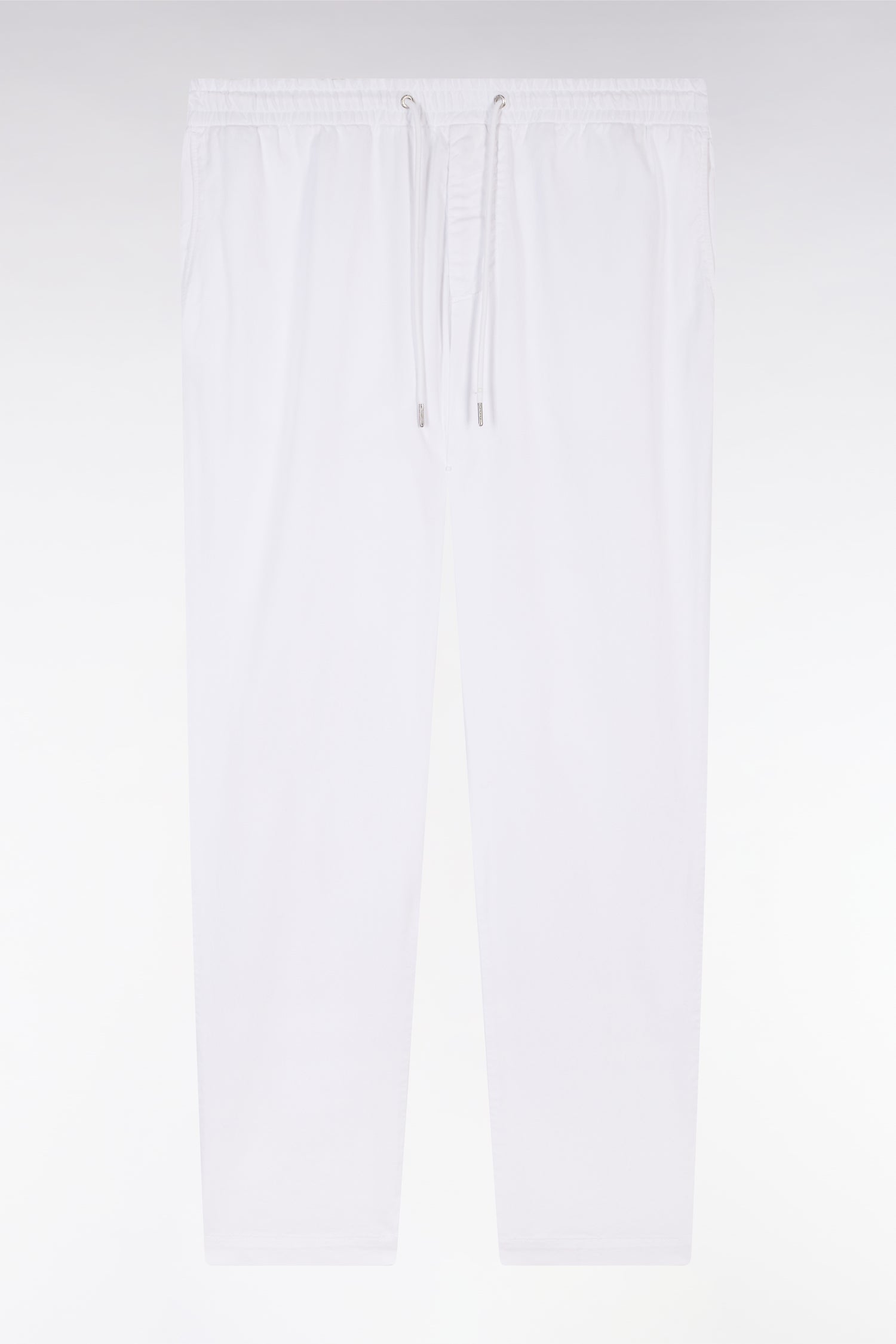 Pantalon chino à taille élastique en coton et lyocell stretch blanc