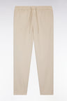 Stretch cotton beige elastic trousers in Modern fit