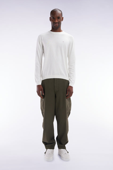 Straight-cut khaki cotton cargo pants - Image 1