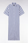Relaxed fit striped shirt dress in navy and white cotton