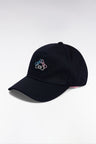 Navy cotton twill cap with bow tie embroidery