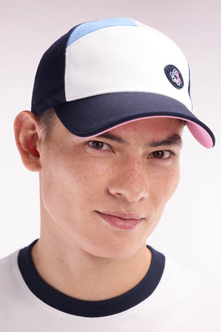 Tricolor cotton twill cap with silicone badge
