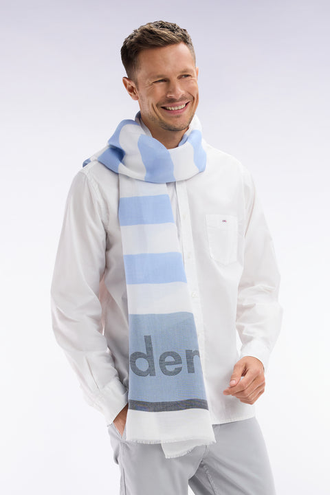 Straight-fit unisex shirt in white stretch cotton and lyocell - Image 3