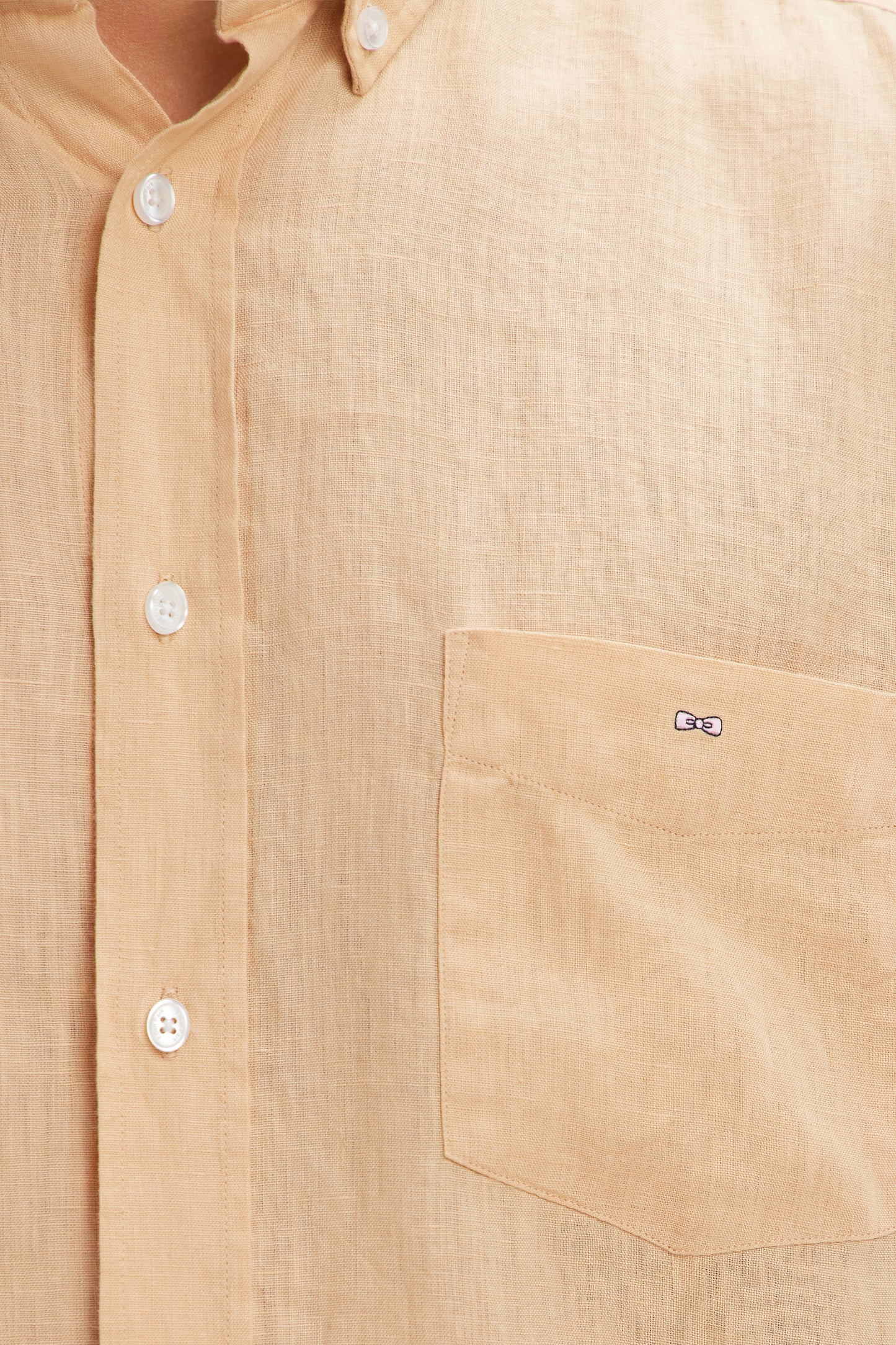 Straight-fit camel linen shirt