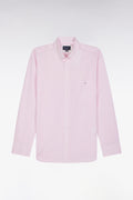 Chemise en coton rayée rose coupe droite