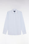 Straight-fit sky blue striped cotton shirt