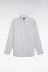 Straight-fit grey striped cotton shirt