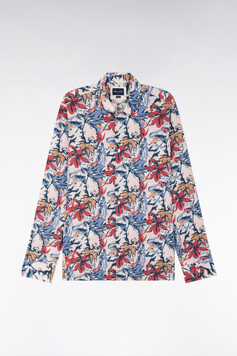 Chemise en popeline de coton imprimé tropical nœud papillon coupe droite - Image 2
