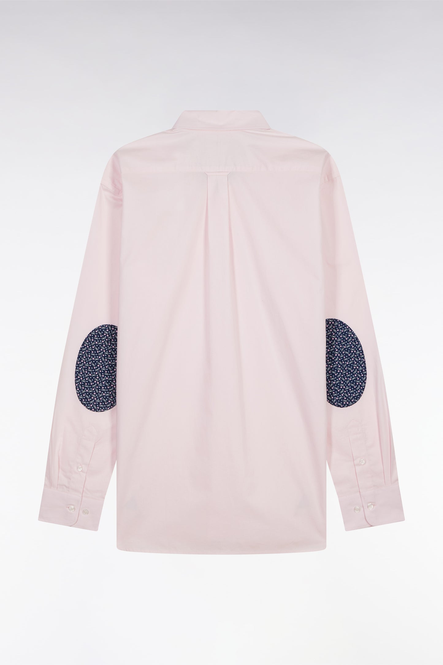 Chemise en coton rose coudières marine coupe droite