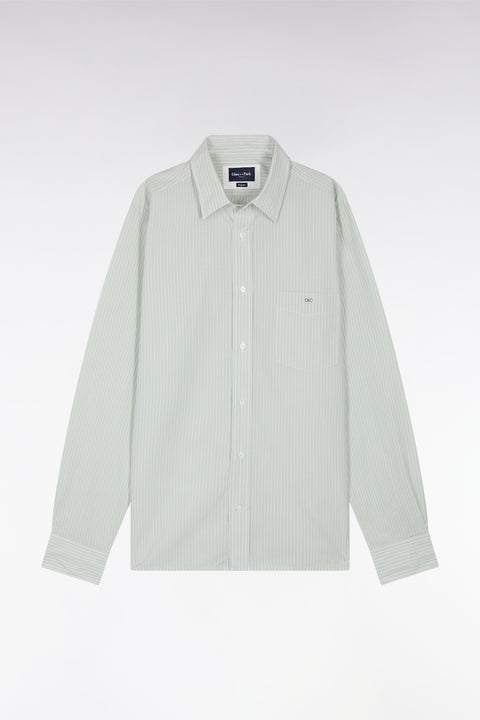 Chemise en coton verte et blanche à rayures bâtons coupe droite - Image 2
