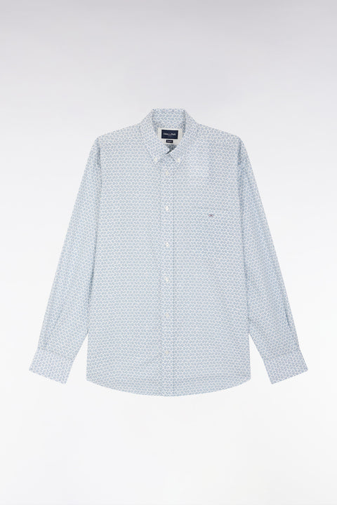 Chemise en popeline de coton à microimprimé graphique gris coupe droite - Image 2