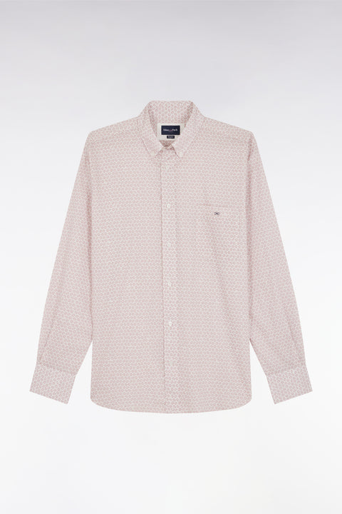 Chemise en popeline de coton à microimprimé graphique rose coupe droite - Image 2