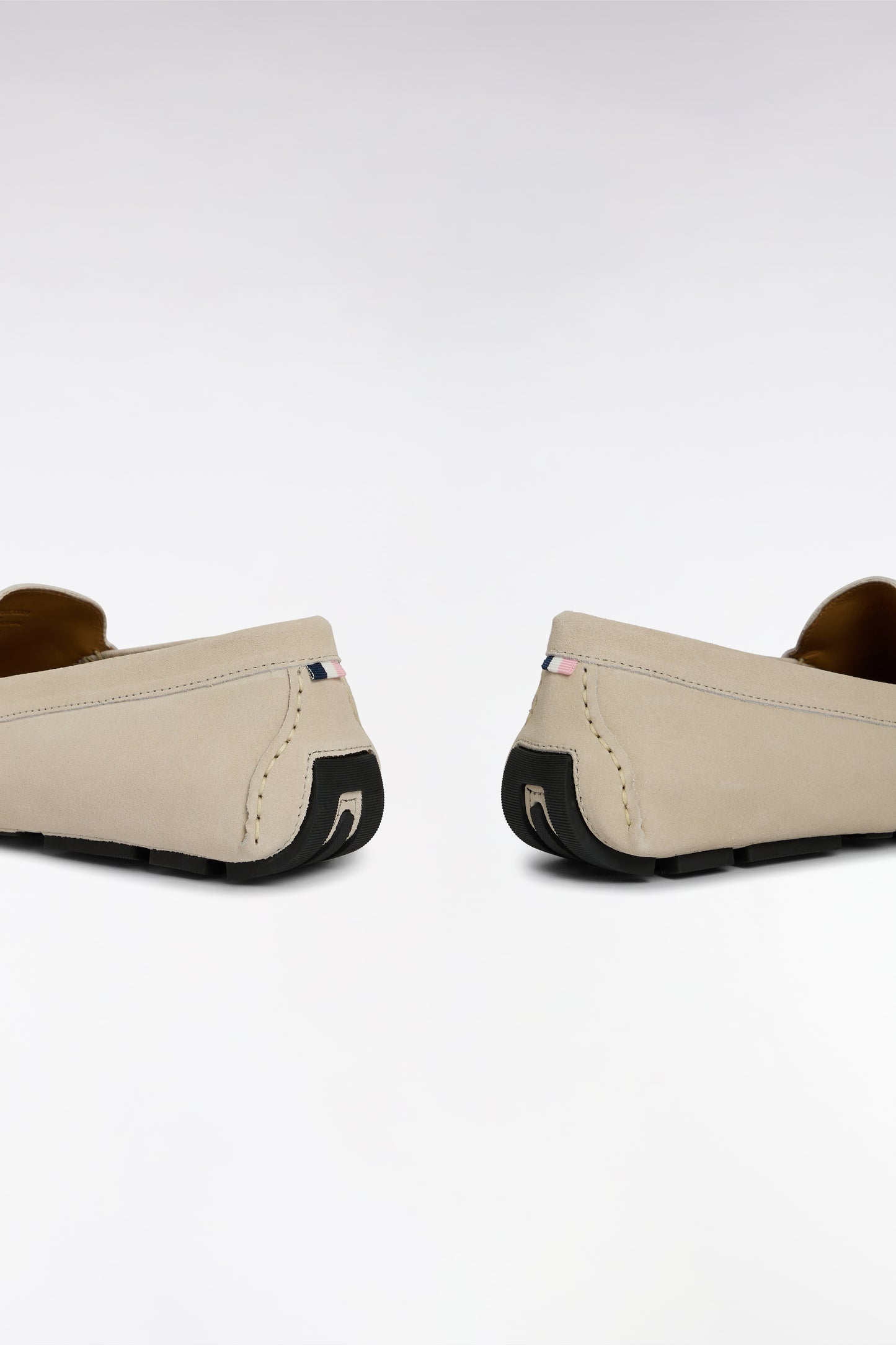 Ecru suede leather loafers