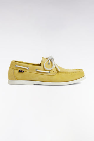 Yellow suede leather boat shoes style loafers