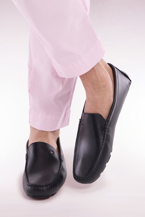 Black split leather loafers - Image 1