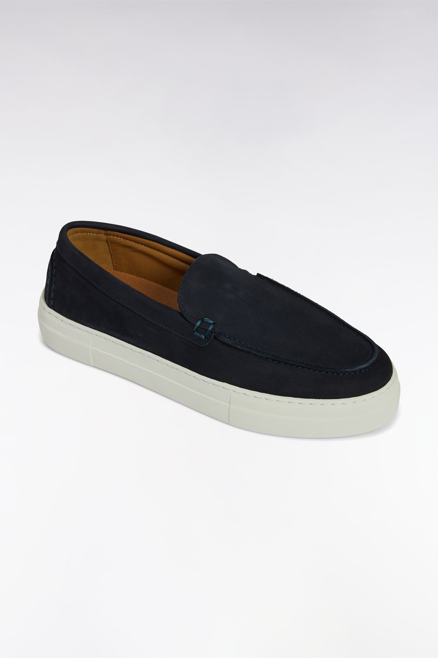 Mocassins à semelles sneakers en cuir suédé marine