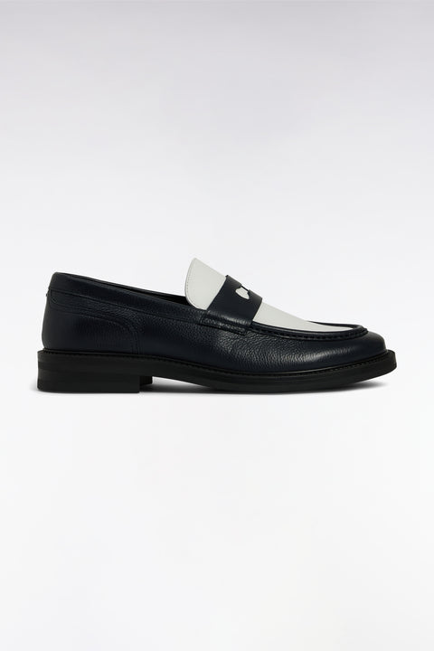 Two-tone black and white pebbled leather loafers - Image 1