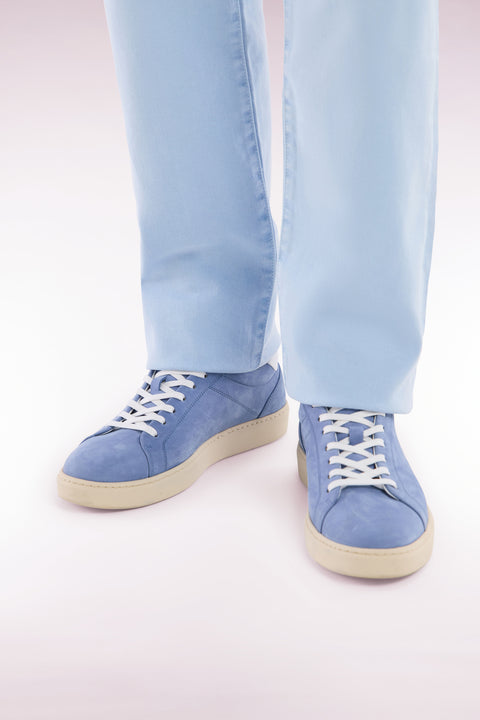 Blue-grey suede leather low-top sneakers - Image 2