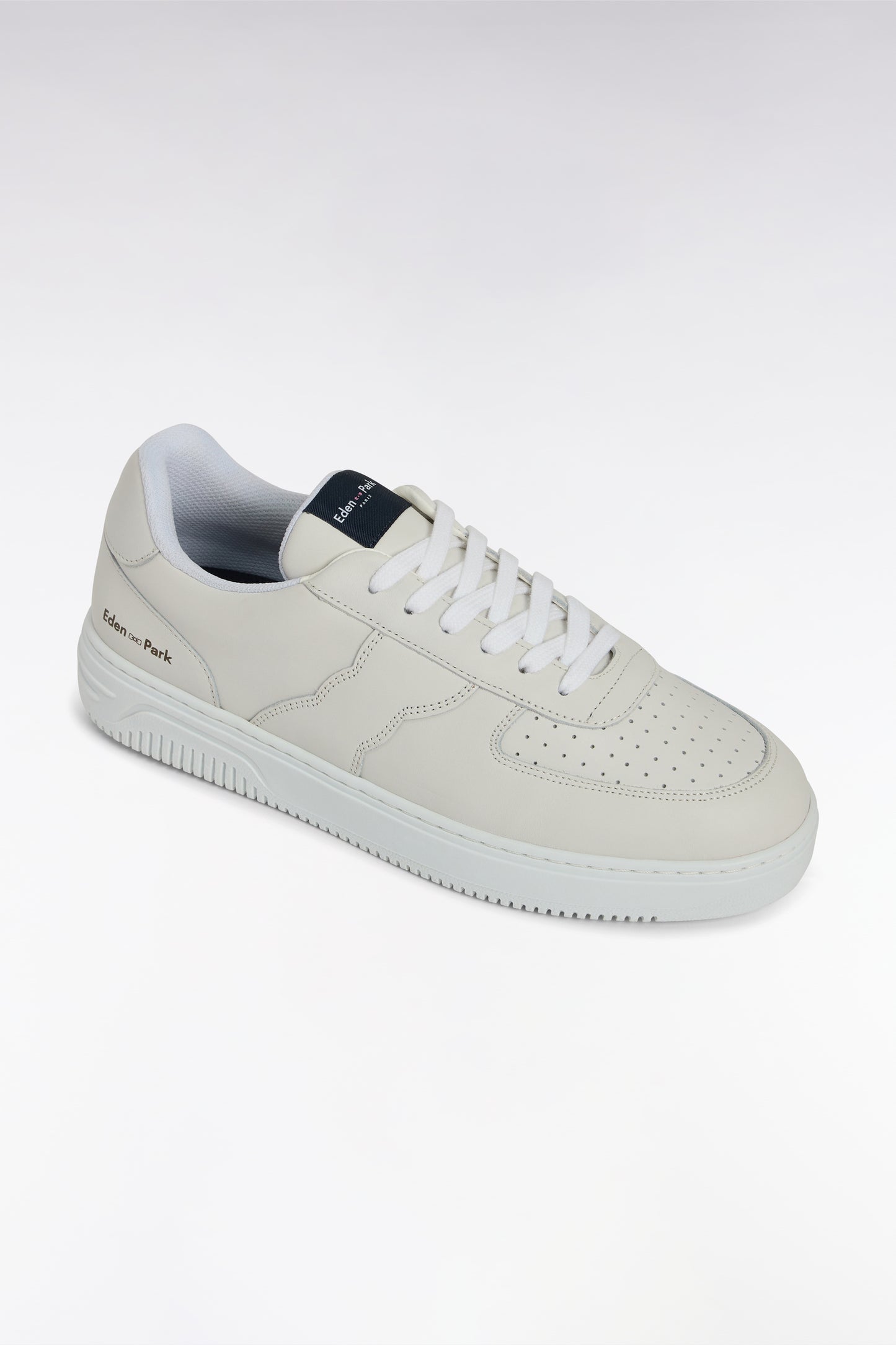White perforated leather sneakers