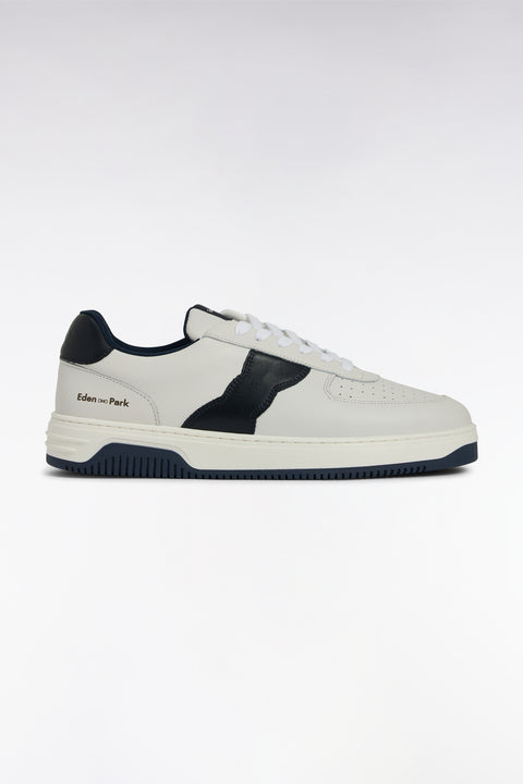 White leather sneakers with black details - Image 1