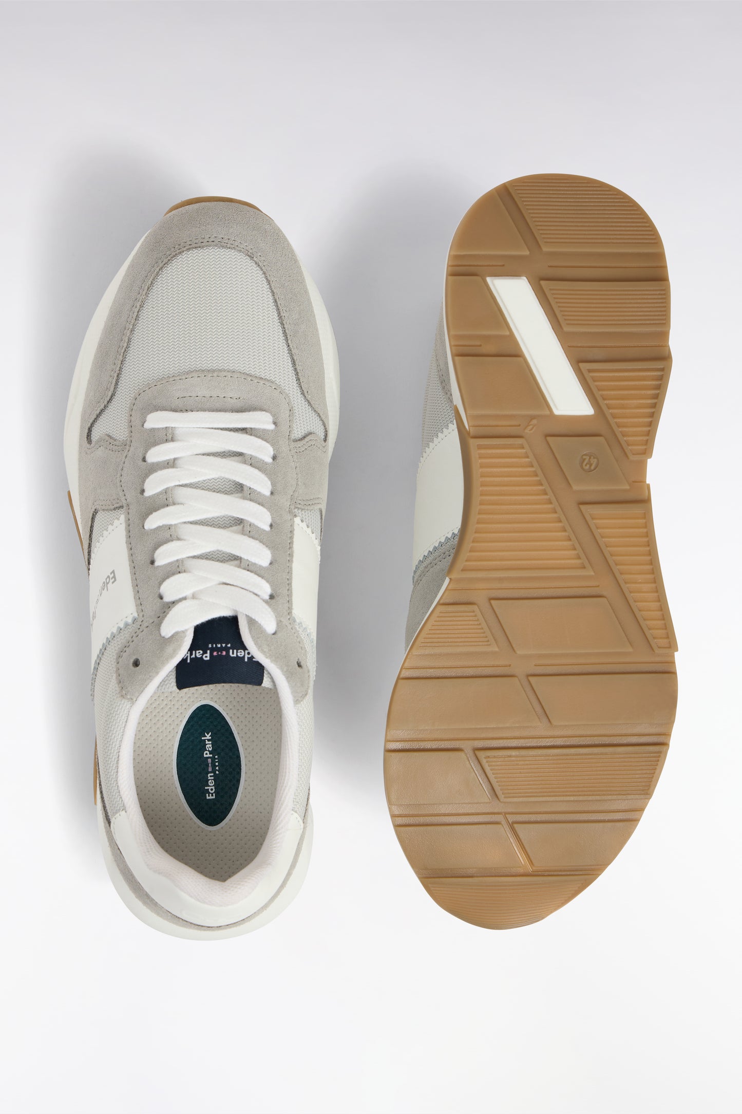 Multi-material sneakers in grey leather