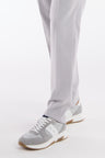 Multi-material sneakers in grey leather