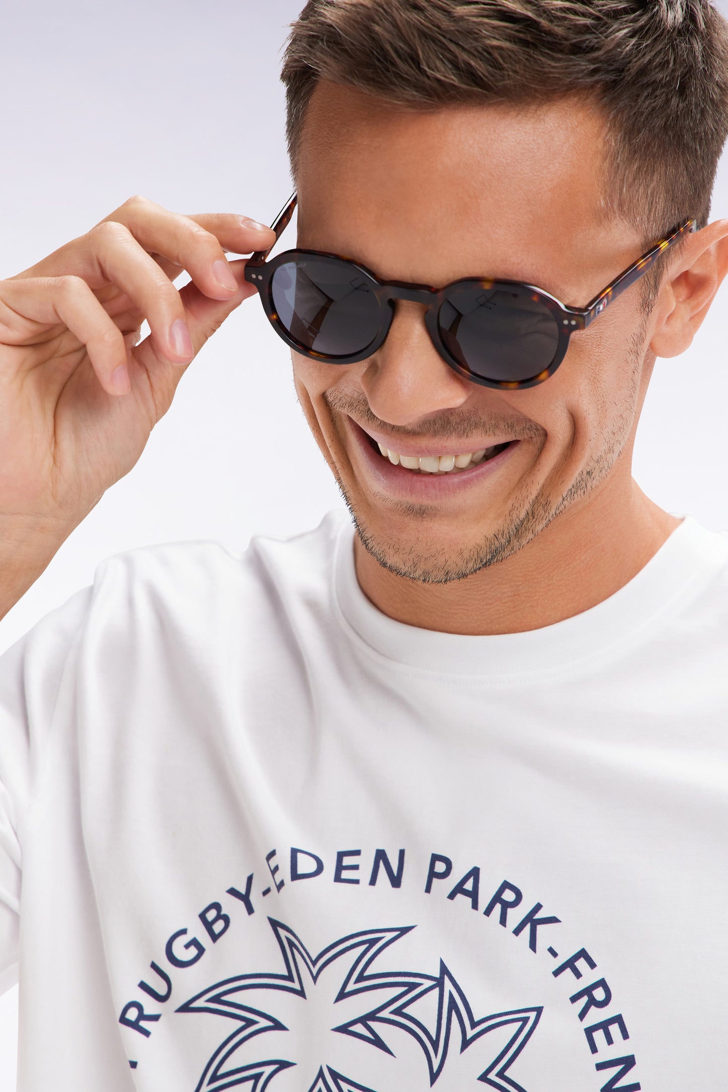 XV de France round sunglasses in brown tortoiseshell acetate