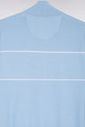 Zip-up trucker-collar cardigan in sky cotton with pink piping effect, straight cut - A SHOOTER