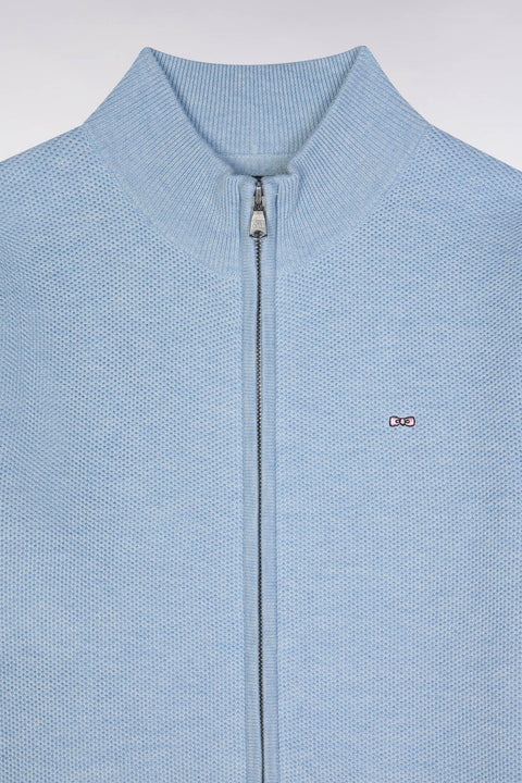 Cardigan zippé en coton ciel coupe droite - Image 2
