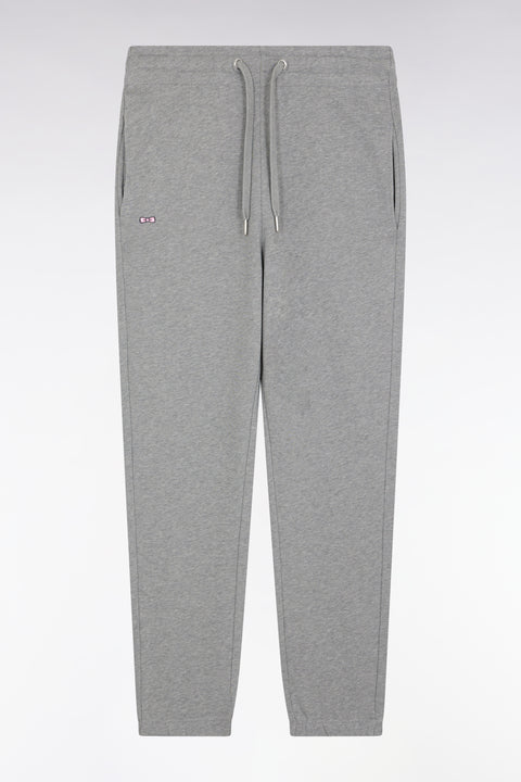 Grey straight-cut cotton fleece jogging shorts - Image 1
