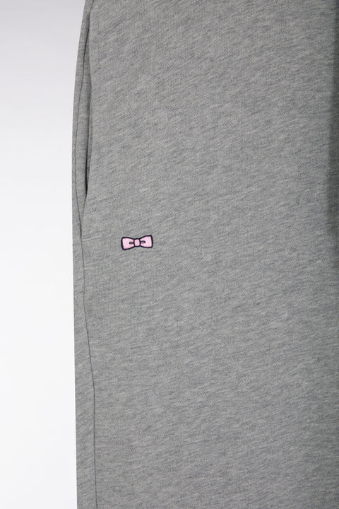 Grey straight-cut cotton fleece jogging shorts - Image 2