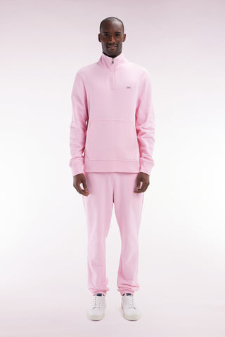Pink straight-cut cotton fleece jogging