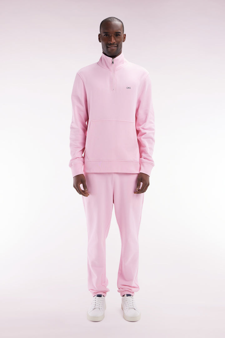 Jogging en molleton coton rose coupe droite