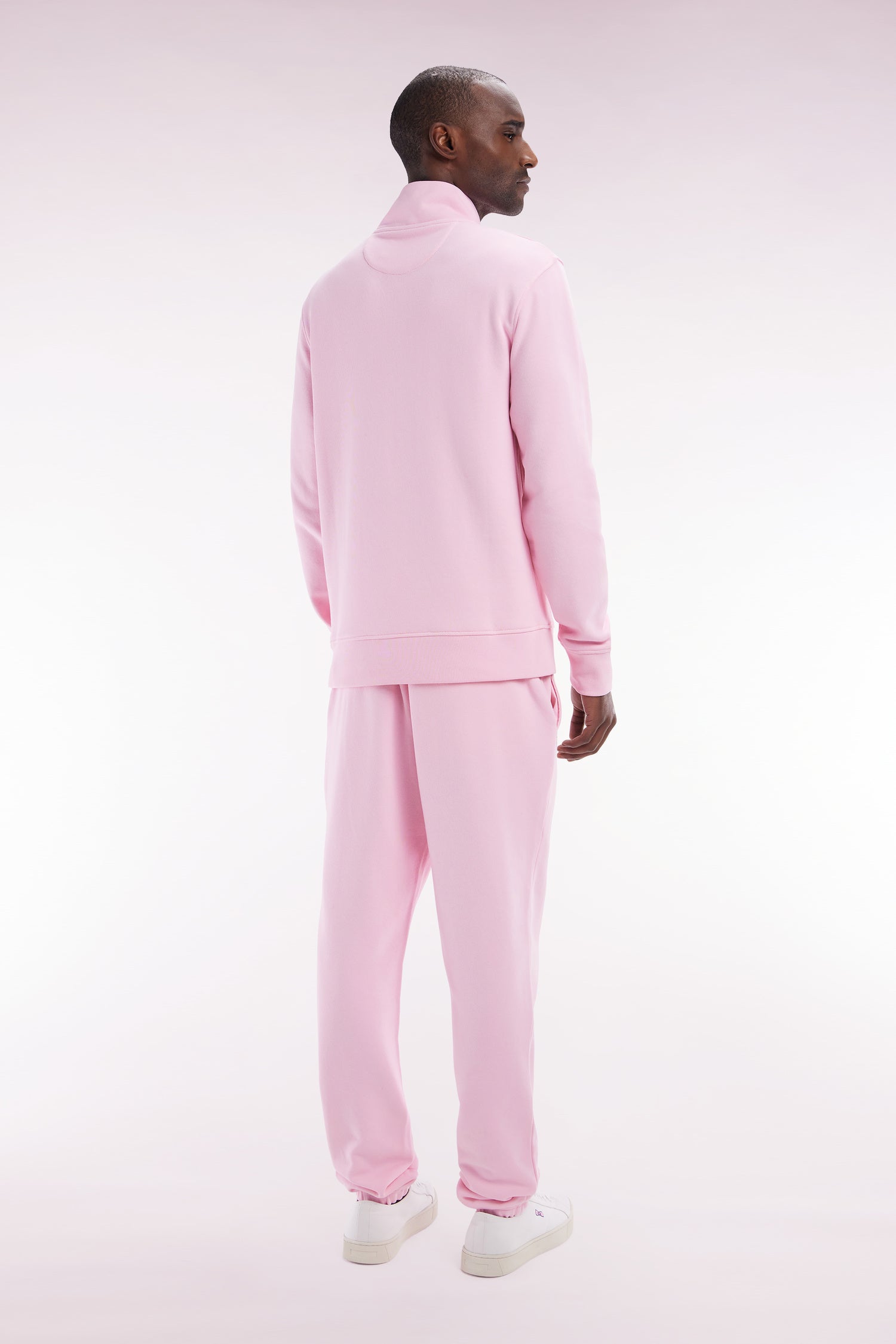 Jogging en molleton coton rose coupe droite