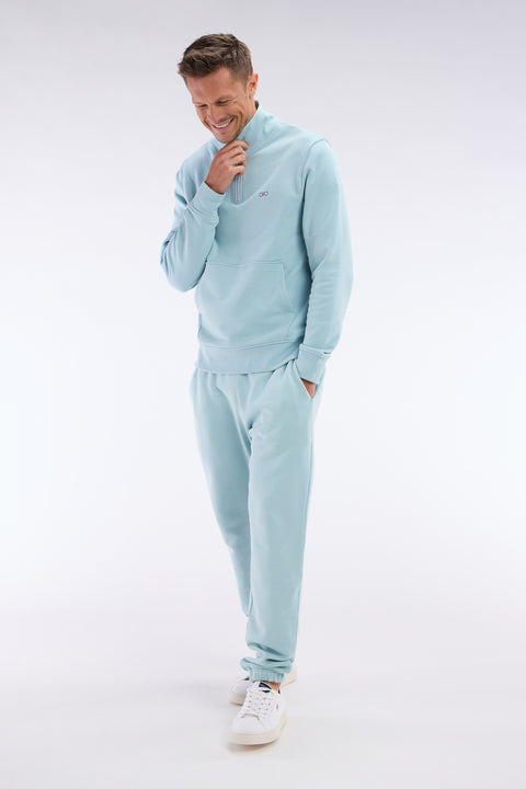 Sea green straight-cut cotton fleece jogging - Image 3
