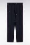Pantalon jogging en coton interlock marine coupe droite