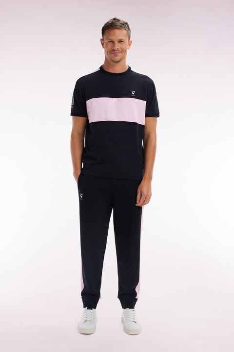 New Zealand relaxed-fit black and pink cotton fleece joggers - Image 1