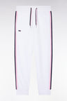 Relaxed-fit white cotton jogging pants with tricolor accents