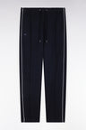 Pantalon jogging en molleton coton stretch marine passepoil ciel coupe droite