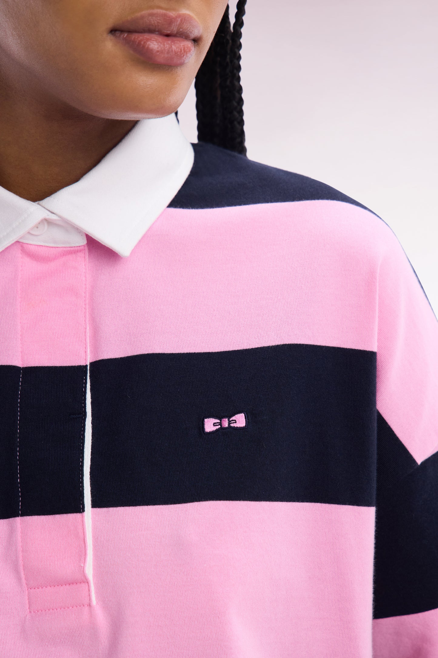 Sky and white striped short-sleeved casual jersey - PHOTO ERROR