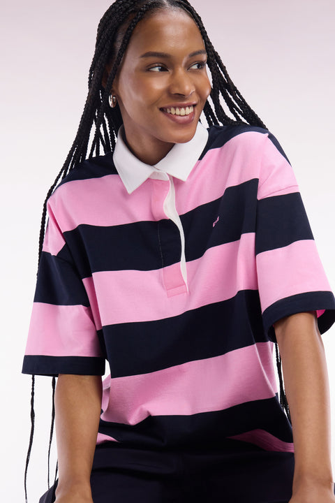 Sky and white striped short-sleeved casual jersey - PHOTO ERROR - Image 1