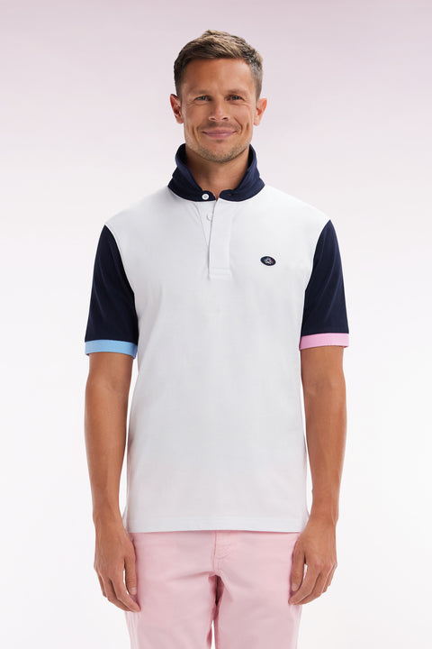 Maillot à manches courtes en jersey de coton blanc broderie dos - Image 1